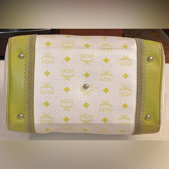 MCM Lime Green & White Visetos Boston Bag, EUC - Picture 14 of 16